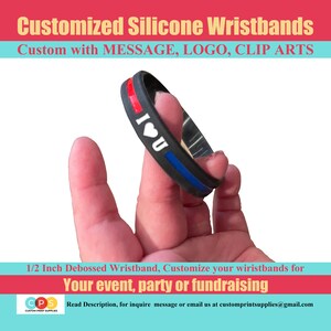 Custom Multicolored Silicone Wristband Adult Kids Size, Custom Rubber Bracelet for Cancer Support Gifts Awareness Motivation Fundraising
