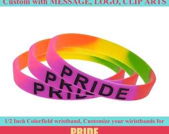 Pride Silikonarmband Custom, Transgender Gay Pride Gummiarmband für erwachsene Männer, LGBT Silikonarmband mit Text oder Logo Personalisieren