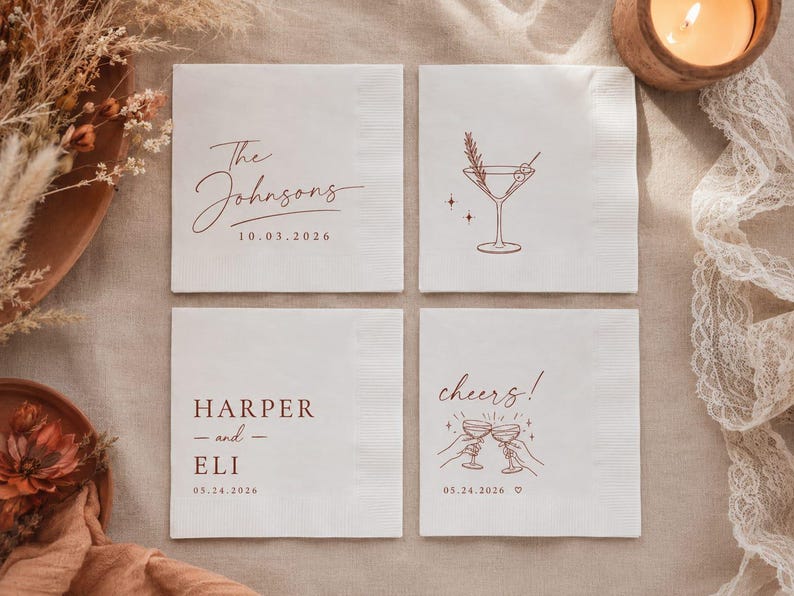 custom napkins
wedding napkins
cocktail napkins
personalized napkins
wedding bar napkins
monogram napkins
bar napkins
bridal shower
engagement party