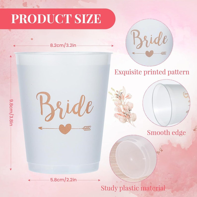 Bridal Tribe wiederverwendbarer Kunststoffbecher, 473 ml, flexibel, individuelle Brautparty-Geschenke für Brautjungfern Bild 2