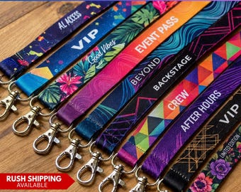 Custom Lanyards with Logo, Teacher Lanyards Personalized Badge Holder for Business, School, Conferences & Trade Shows, Full Color Printed