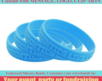 Embossed Silicone Wristbands with Custom Messages – Personalized Rubber Bracelets for Events, Fundraisers, Schools & Promotions