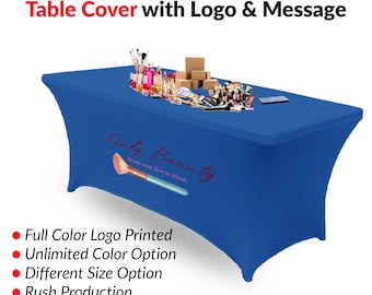Custom Stretch Tablecloth For Pop Up Shop, Spandex Table Cover With Logo For Trade Show, Personalize Fitted Vendor Table Cloth For CraftShow