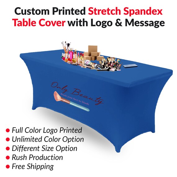 8-Foot Navy Blue Fitted Polyester Tablecloth - For Trade Shows, Weddings, DJ Booths