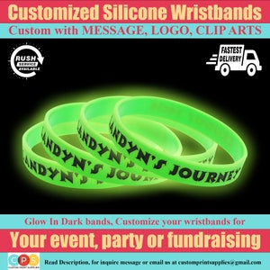 Bracelet Custom, Personalized Silicone Bracelet, Glow in the Dark Wristbands, Personalized Rubber Bracelets for Motivation, Events, Support