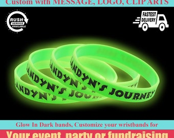Custom Glow in Dark Wristband |  Personalized Silicone Bracelets for Event Fundraising Motivation Awareness Support