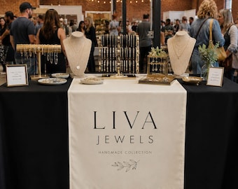 Custom Brand Logo Table Runner for Pop Up Shops | Personalized Tablecloth Runner with Logo for Trade Shows, Business Vendors & Displays