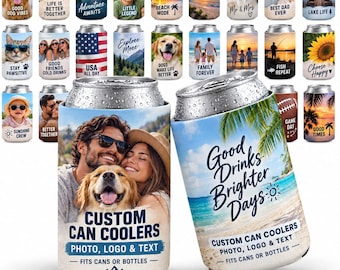 Custom Can Coolers, Personalized Neoprene Drink Sleeves, Photo/Logo Beer Can Holder, Birthday Gifts for Guest, Bulk Bachelorette Party Favor