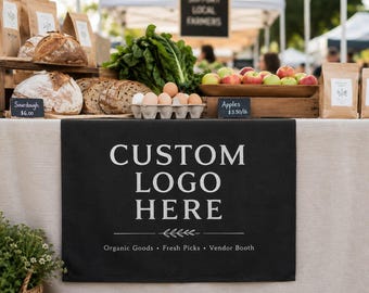 Custom Logo Table Runner for Business, Vendor Market Signage, Personalized Booth Table Banner, Trade Show Pop Up Shop Salon Business