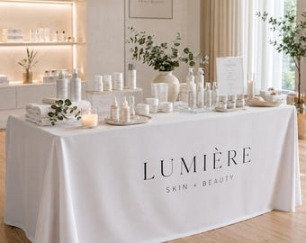 Custom Tablecloth for Events, Personalized Table Cover with Logo, Vendor Booth Display Decor