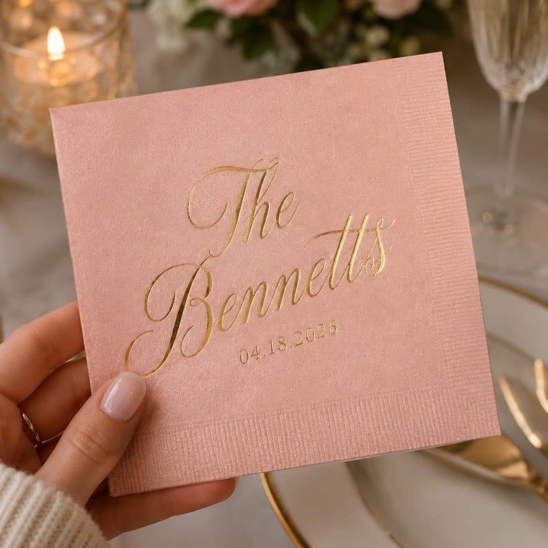 Wedding Cocktail Napkins with Text, Custom Paper Napkins, Personalized Reception Napkins for Bride and Groom
Personalized Monogram Napkins, Custom Wedding Napkins, Cocktail Bar Napkins for Bridal Shower & Rehearsal Dinner
Custom Wedding Reception Napkins, Personalized Cocktail Napkins, Bridal Shower Party Decor & Engagement Napkins