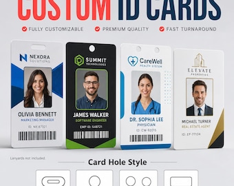 Cartão de identificação personalizado | Crachá de funcionário personalizado com foto e nome | Passe de acesso VIP | Cartão de membro | Identificação empresarial | Impressão em massa