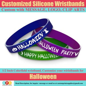 Custom Halloween Silicone Wristbands | Halloween Rubber Bracelets | Classic Halloween Patterns Band |Event Gift, Fundraising, Awareness