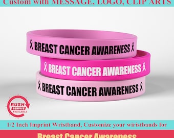 Pink Breast Cancer Awareness Silicone Wristband for Girls, Support Jewelry Gift, Survivor Support, Charity Fundraiser Bracelet Pink Ribbon