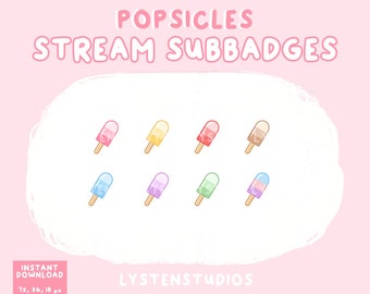 Subbadges de picolés / Estético / Kawaii / Streamer / Fofo / SUBBADGES PREMADE TWITCH