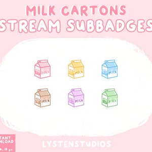 Milk Cartons Subbadges / Aesthetic / Kawaii / Streamer / Cute / PREMADE TWITCH SUBBADGES