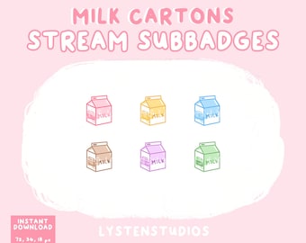 Subbadges de caixas de leite / Estético / Kawaii / Streamer / Fofo / SUBBADGES PREMADE TWITCH