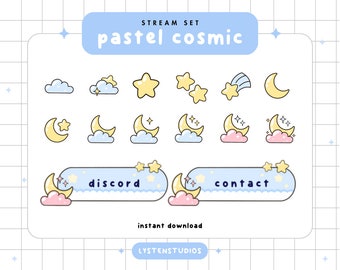 Pastel Cosmic Subbadges and Panels Set / Aesthetic / Kawaii / Streamer / Cute / PREMADE TWITCH SUBBADGES panels