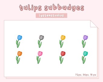 Tulips Subbadges / Aesthetic / Kawaii / Streamer / Cute / PREMADE TWITCH SUBBADGES