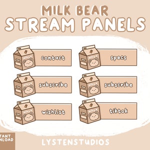 Milk Bear Panels / Aesthetic / Kawaii / Streamer / Cute / PREMADE TWITCH PANELS