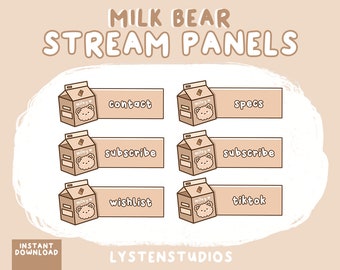 Painéis Milk Bear / Estético / Kawaii / Streamer / Fofo / PAINÉIS TWITCH PRÉ-FABRICADOS