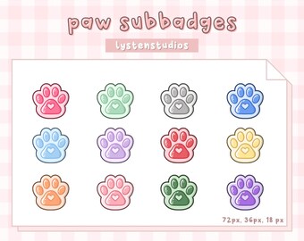 Cute Paw Subbadges / Aesthetic / Kawaii / Streamer / Cute / PREMADE TWITCH SUBBADGES