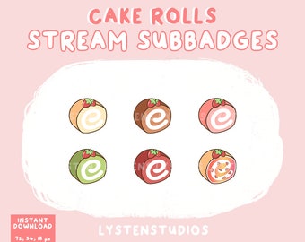 Cake Rolls Stream Subbadges / Aesthetic / Kawaii / Streamer / Cute / PREMADE TWITCH SUBBADGES