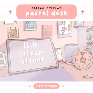 Pastel Desk Overlay Screens / Starting Soon / Be Right Back / Stream Ending / Stream Offline / Premade Twitch Overlays