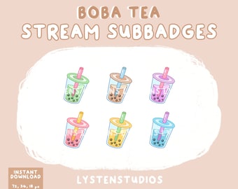 Subbadges de Boba / Estético / Kawaii / Streamer / Fofo / SUBBADGES PREMADE TWITCH