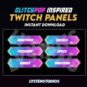 Glitchpop Valorant Skin Inspired Twitch Panels / Cute / Aesthetic / Kawaii / Streamer / PREMADE TWITCH PANELS