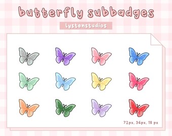Subbadges de borboleta / Estético / Kawaii / Streamer / Fofo / SUBBADGES PREMADE TWITCH