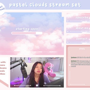 Pastel Celestial Clouds Stream Set (Customizable) / Twitch panels / Animated Scenes / Twitch overlays