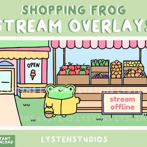 Shopping Frog Stream Overlay Screens / Starting Soon / Be Right Back / Stream Ending / Stream Offline / Premade Twitch Overlays