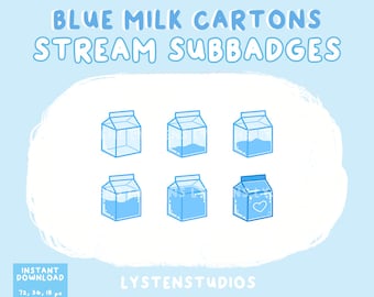 Subbadges de Blue Milk Cartons / Estético / Kawaii / Streamer / Fofo / SUBBADGES PREMADE TWITCH