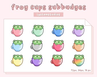 Frogs in a Mug Subbadges / Aesthetic / Kawaii / Streamer / Cute / PREMADE TWITCH SUBBADGES