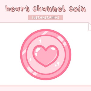 Pink Heart Coin Channel Points / Aesthetic / Kawaii / Streamer / Cute / Emotes / Premade Twitch Emotes / Pink / Stream Emotes