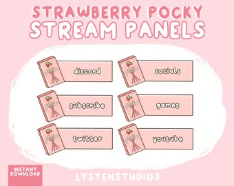 Strawberry Pock Panels / Aesthetic / Kawaii / Streamer / Cute / PREMADE TWITCH PANELS