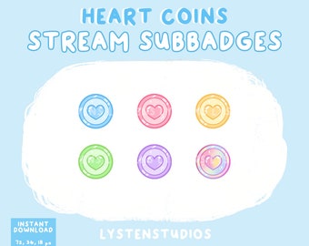 Heart Coins Subbadges / Valentines / Aesthetic / Kawaii / Streamer / Cute / PREMADE TWITCH SUBBADGES