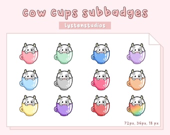 Cows in a Mug Subbadges / Aesthetic / Kawaii / Streamer / Cute / PREMADE TWITCH SUBBADGES