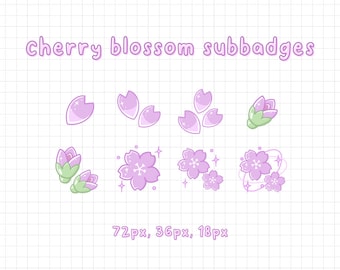 Sakura em flor de cerejeira roxa / Estética / Kawaii / Streamer / Fofo / SUBBADGES TWITCH PREMADE