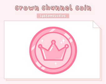 Pontos de canal de moeda coroa rosa / Estético / Kawaii / Streamer / Fofo / Emotes / Emotes Twitch pré-fabricados / Rosa / Emotes de fluxo