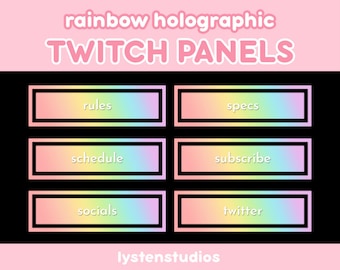 Painéis de fluxo holográfico arco-íris / Limpo / Neon / Fofo / Simples / PAINÉIS TWITCH PRÉ-FABRICADOS
