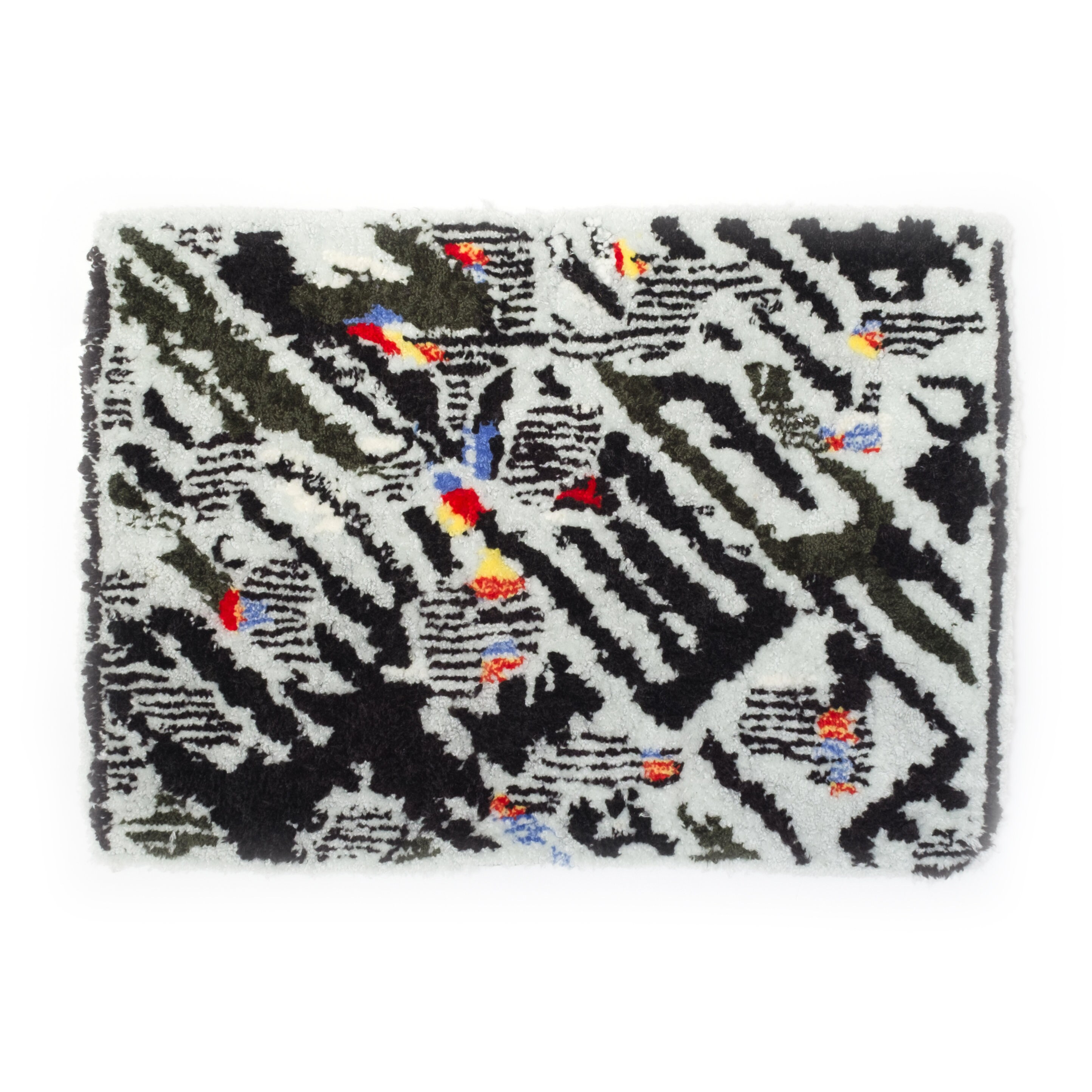 Tapis Abstrait 78 X 57 cm Fait Main - Noir et Blanc