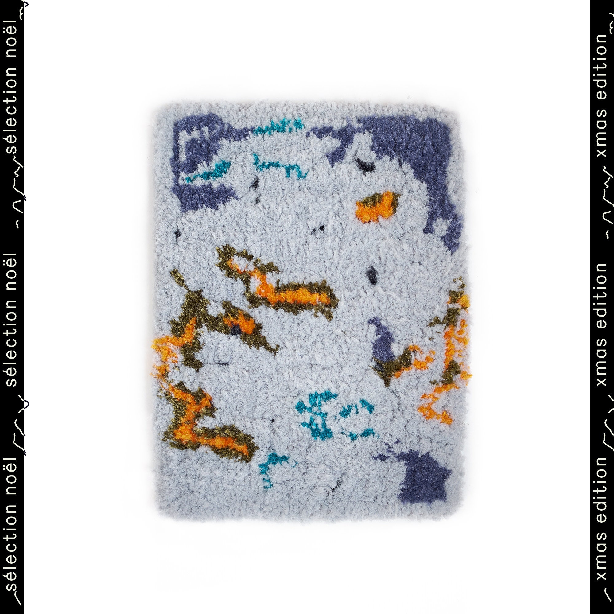 Mini Tapis Gris, Orange, Bleu, Turquoise- Acrylique - 24 X 18 cm