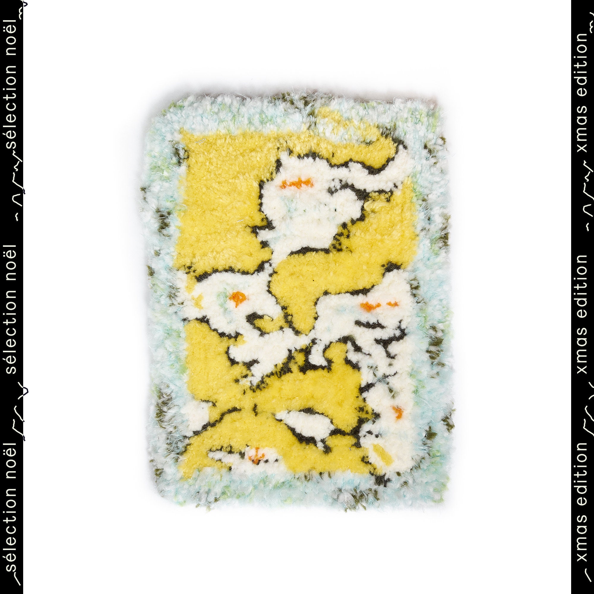 Mini Tapis Jaune, Marbre Vert, Orange - Acrylique 24 X 18 cm