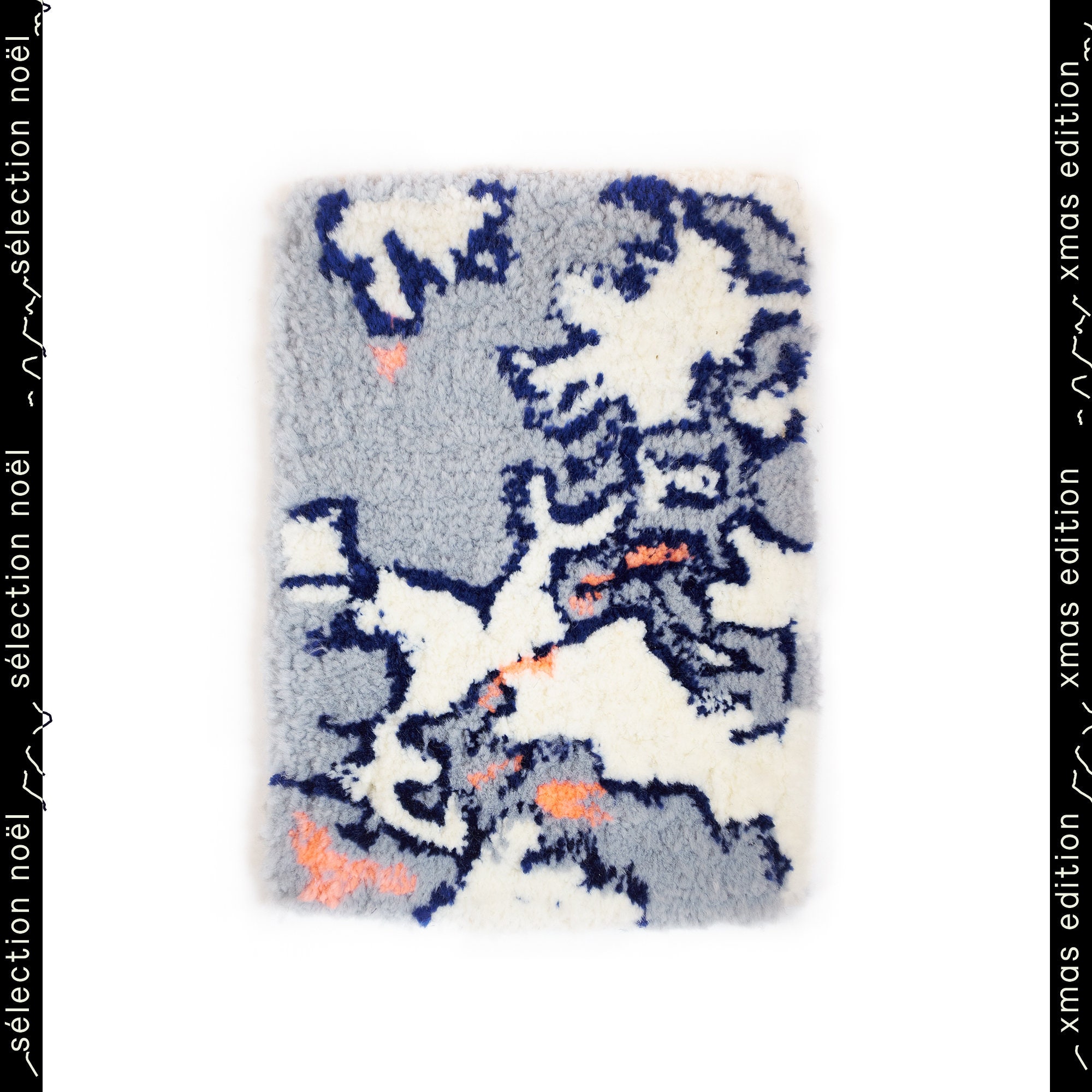 Mini Tapis Gris, Orange Fluo, Bleu, Blanc - Acrylique 24 X 18 cm