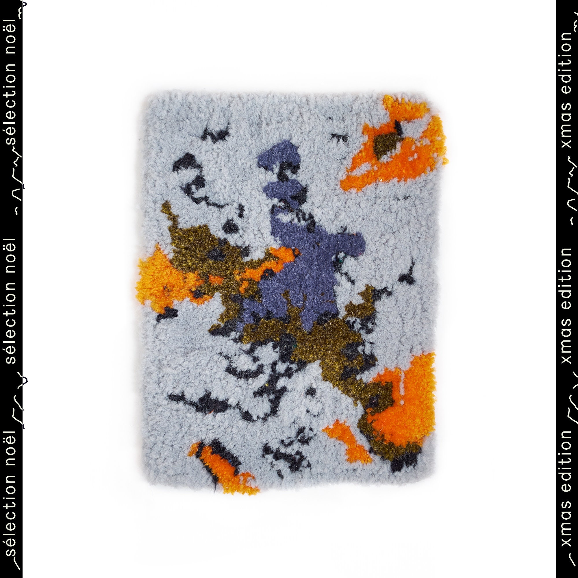 Mini Tapis Gris, Orange, Bleu, Khaki - Acrylique 24 X 18 cm