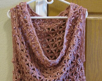 Women's Handmade Crocheted Red Flower of Life Chain Top Cowl Neck Sleeveless Blouse