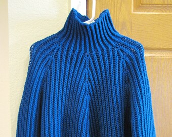 Women's Handmade Knitted Peacock - Twinkle Gray Sweater A - Line Wide Raglan Sleeve Pullover