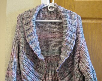 Women's Hand Knitted Denim Pink - Blue Bolero Sweater